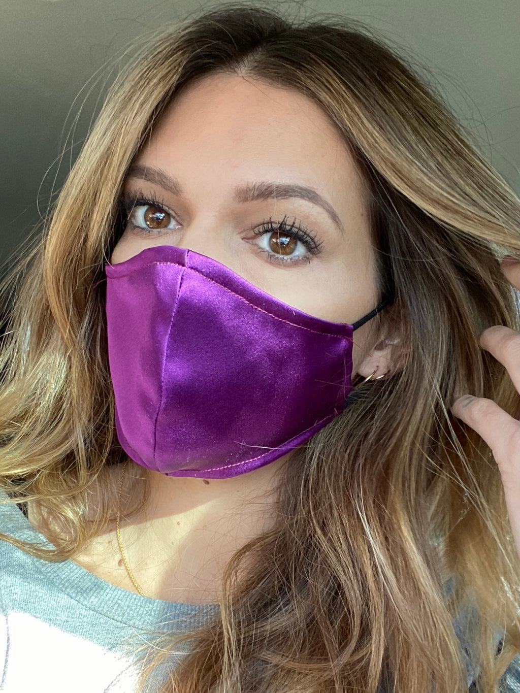 Purple 100% silk mask